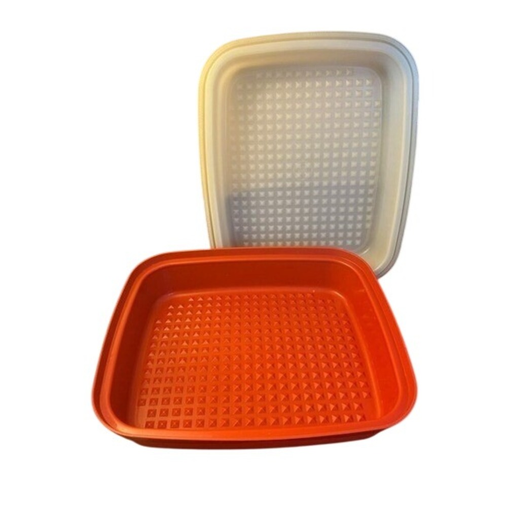 Vintage Tupperware Microwave Steamer Orange White 1273 1274 Vegetable Cooker‎